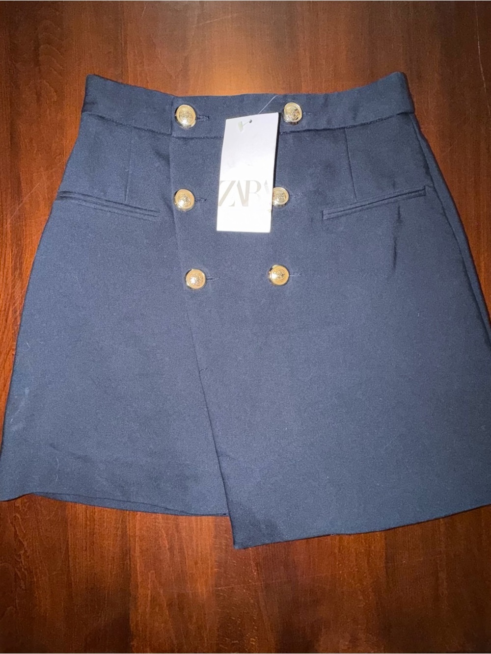 Zara Basic Navy Gold Button Sailor Skort Size S NWT